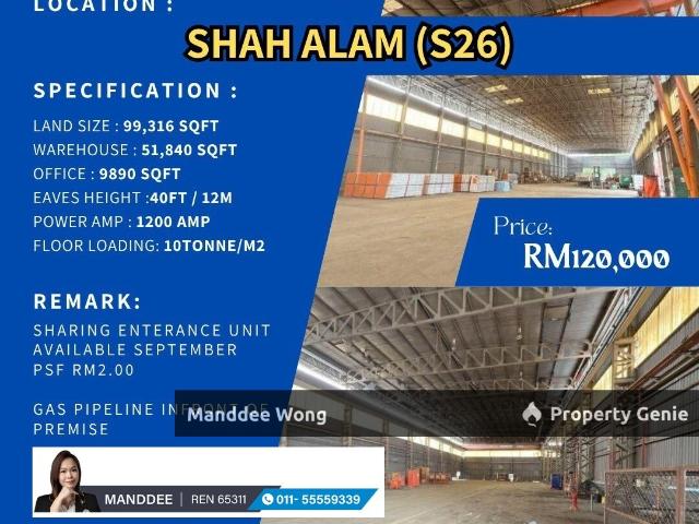 Warehouse for rent in Petaling, Alam Impian