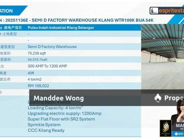 Warehouse for sale in Port Klang, Selangor