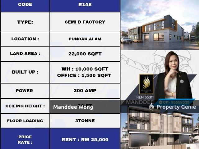 Warehouse for rent in Seksyen 8, Bandar Puncak Alam