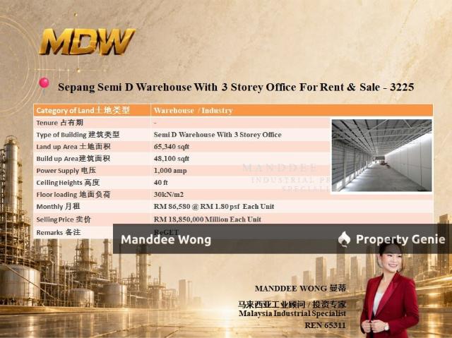 Warehouse for sale in Bandar Baru Salak Tinggi, Sepang