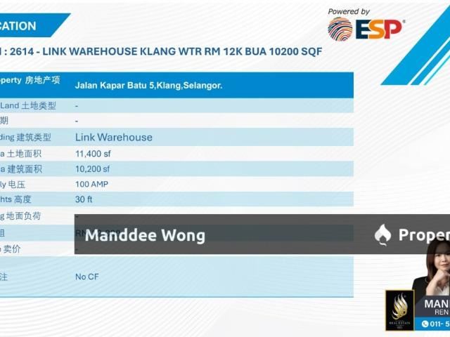 Warehouse for sale in Port Klang, Selangor