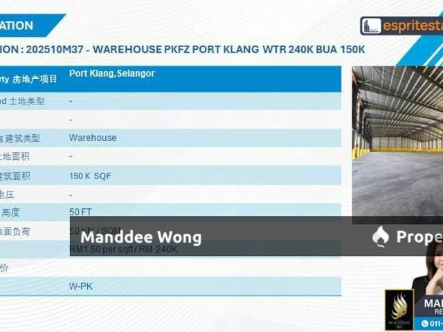 Warehouse for sale in Pelabuhan Klang, Bandaraya Klang