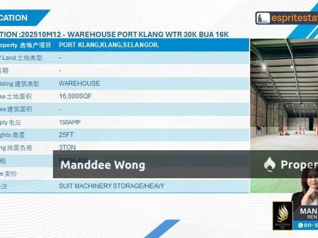 Warehouse for sale in Pelabuhan Klang, Bandaraya Klang