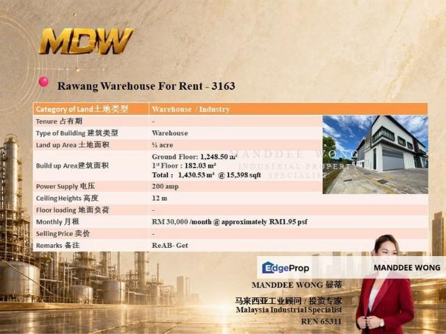 Warehouse for rent in Selayang, Selangor