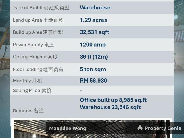 Warehouse for sale in Selayang, Selangor