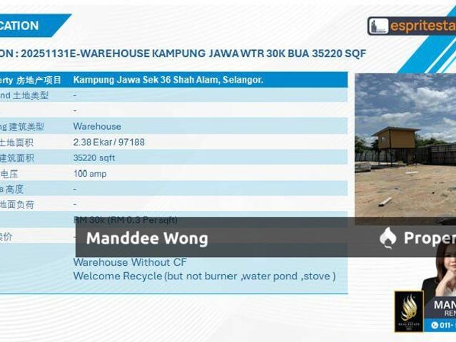 Warehouse for sale in Port Klang, Selangor