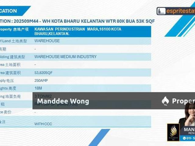 Warehouse for sale in Kota, Kelantan