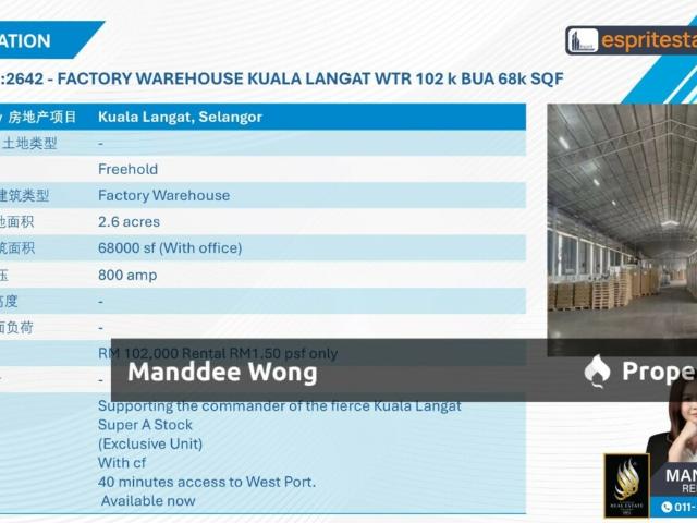 Warehouse for sale in Banting, Selangor
