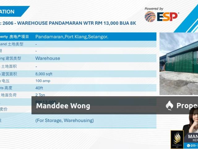 Warehouse for sale in Port Klang, Selangor