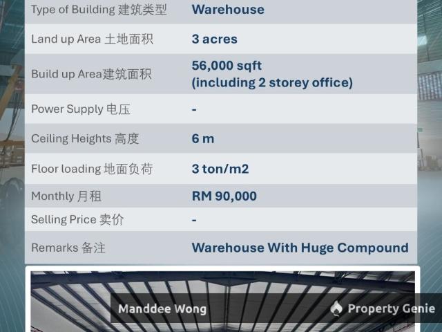 Warehouse for sale in Port Klang, Selangor