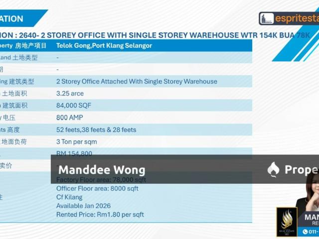 Warehouse for sale in Port Klang, Selangor