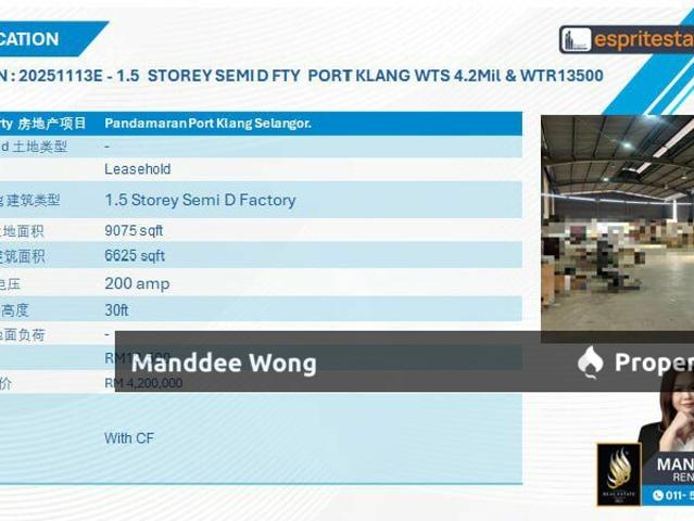 Warehouse for sale in Port Klang, Selangor
