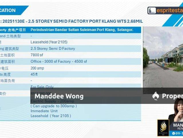 Warehouse for sale in Pelabuhan Klang, Bandaraya Klang
