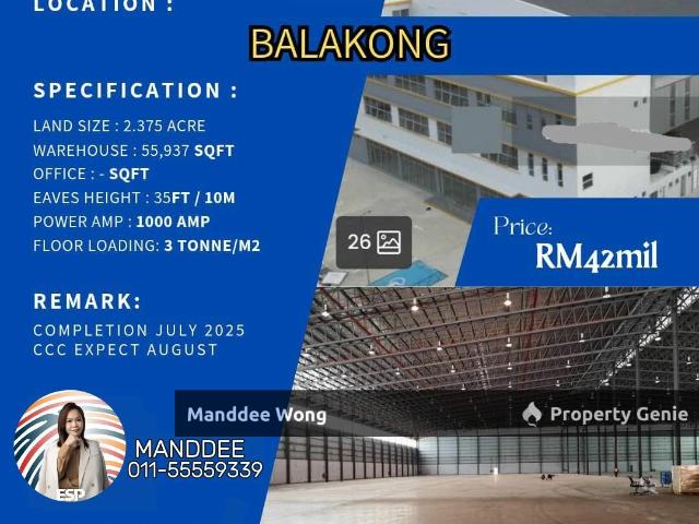 Warehouse for sale in Kajang, Langat