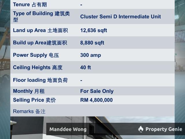 Warehouse for sale in Jenjarom, Selangor