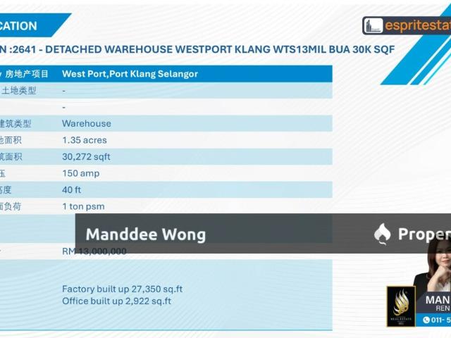 Warehouse for sale in Port Klang, Selangor