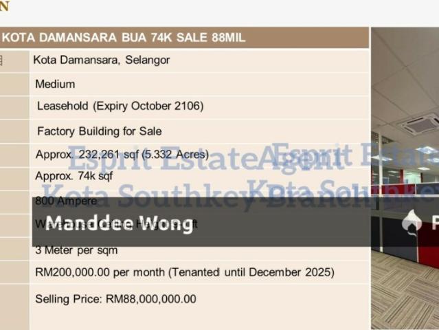 Warehouse for sale in Petaling, Damansara Damai