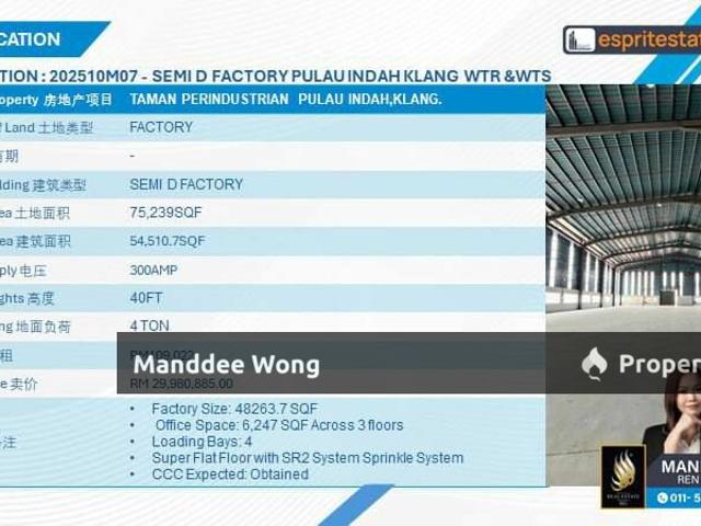 Warehouse for sale in Port Klang, Selangor
