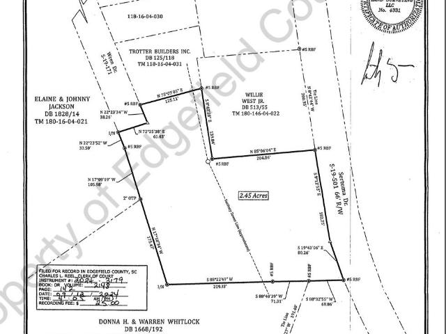 Land for sale in Johnston, South Carolina