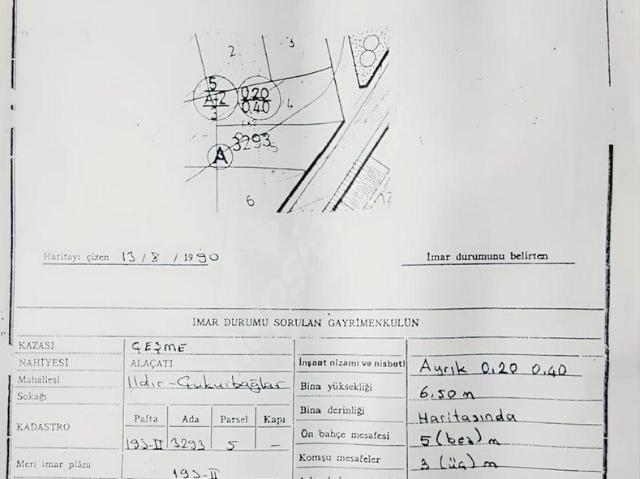 Ildır Mahallesi, Çeşme içerisinde satılık Arsa