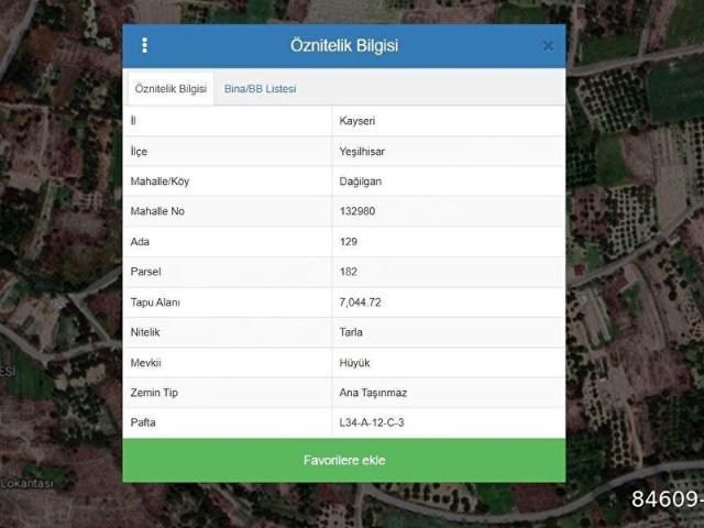 Yeşilhisar, Kayseri içerisinde satılık Arsa