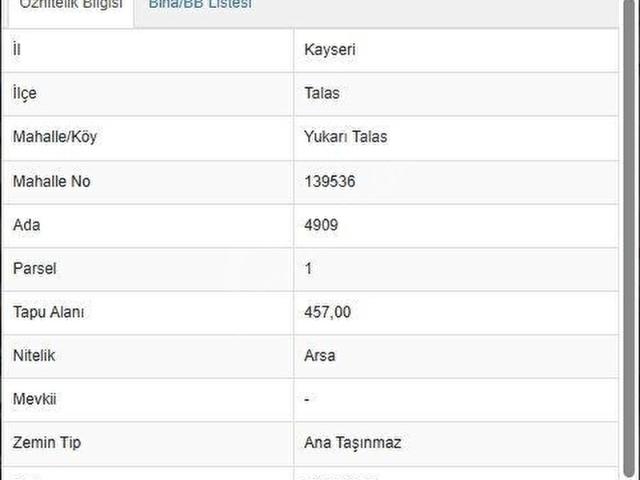 Talas, Kayseri içerisinde satılık Arsa